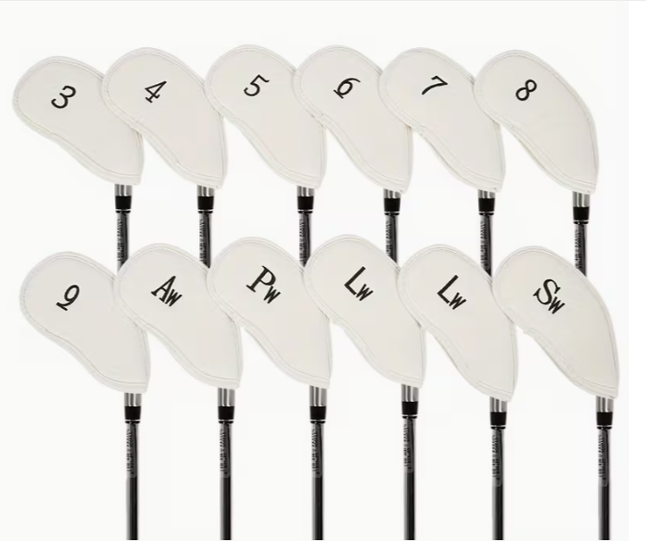 Couvre-clubs de golf pour fers – lot de 12 – cuir