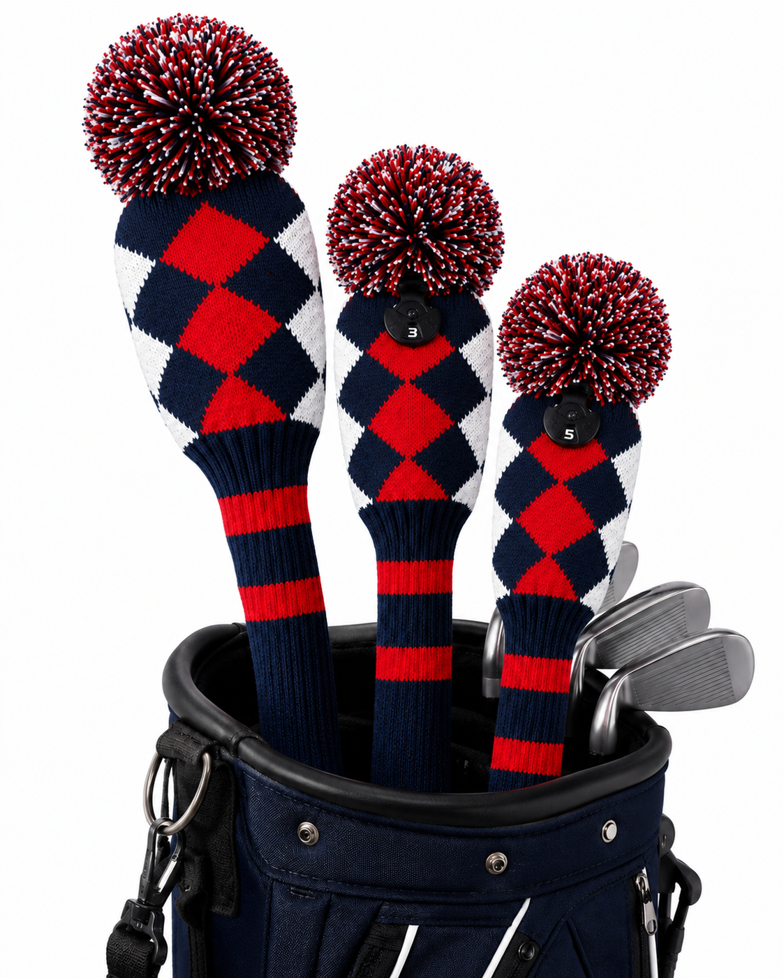 Couvre-clubs de golf en laine tricotée – style classique