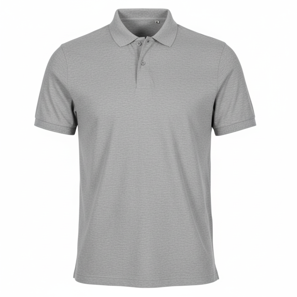 Heather grey polo vierkant formaat