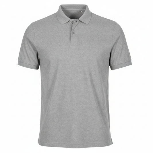 Heather grey polo vierkant formaat