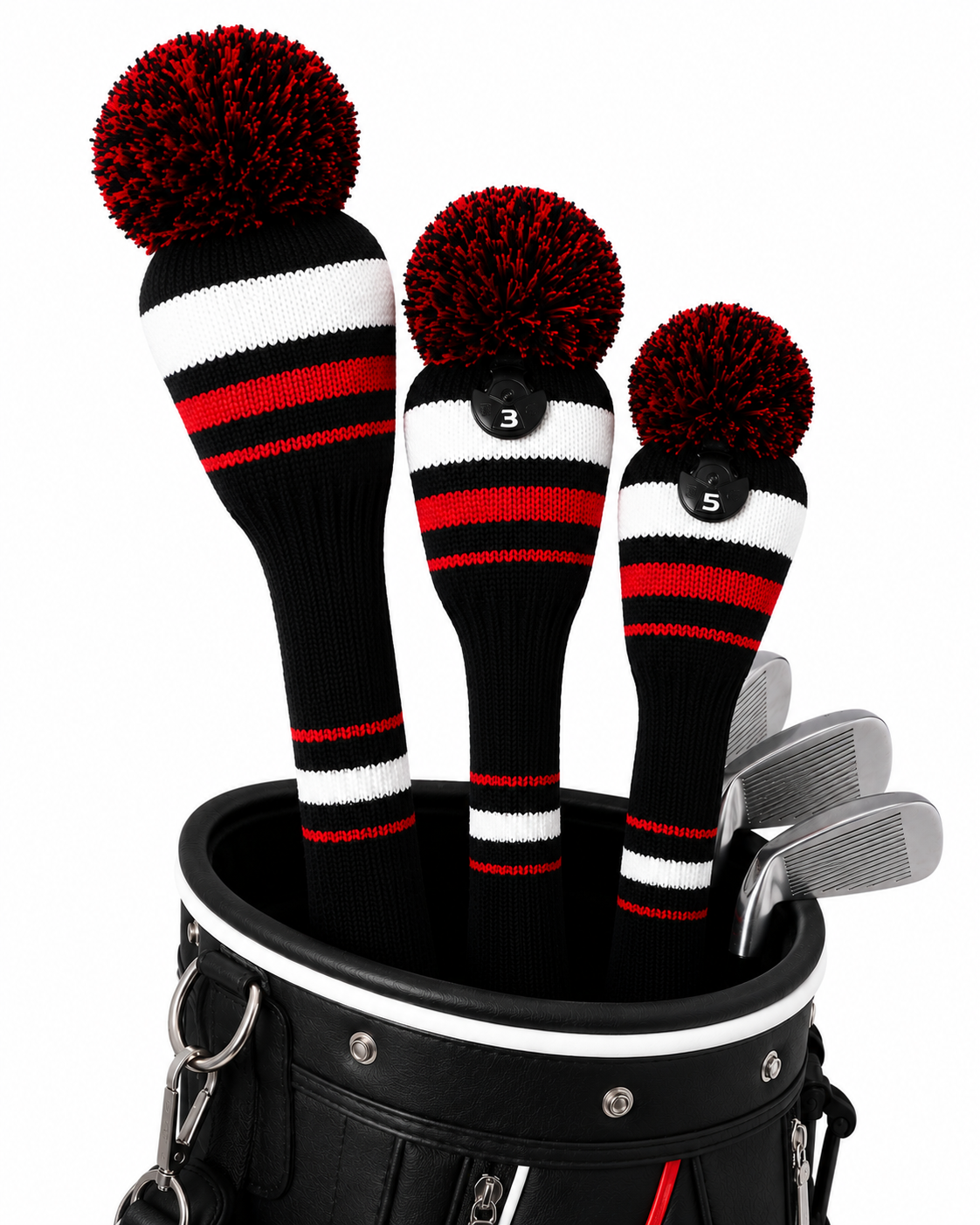 Couvre-clubs de golf en laine tricotée – style classique