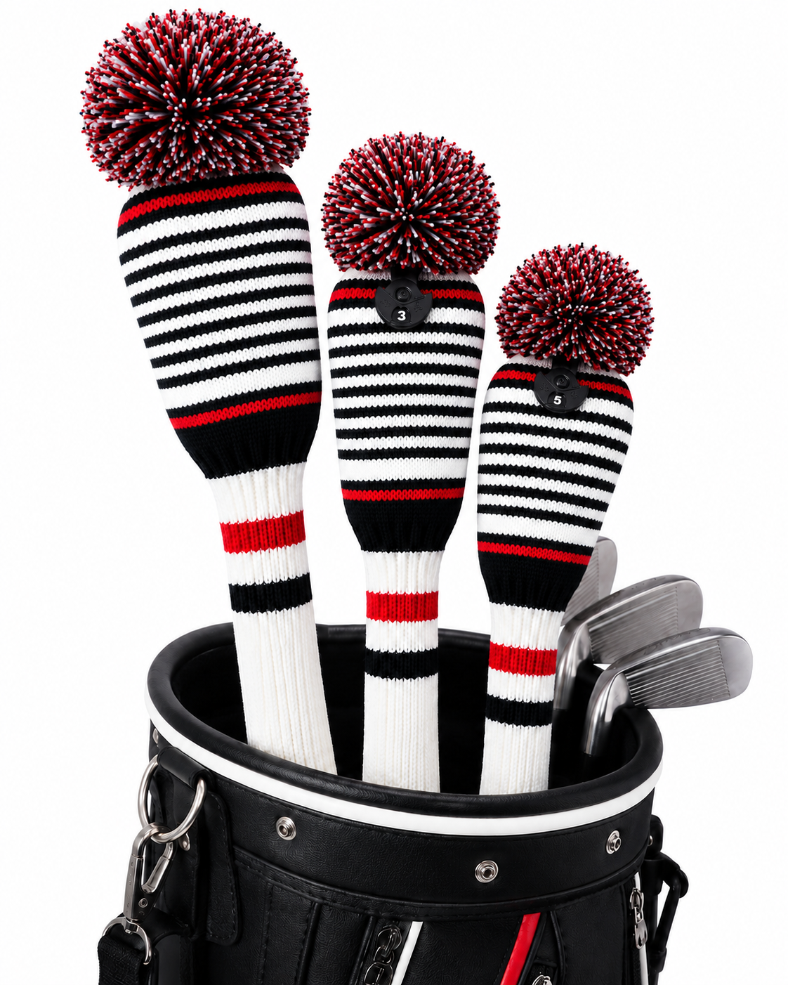 Couvre-clubs de golf en laine tricotée – style classique
