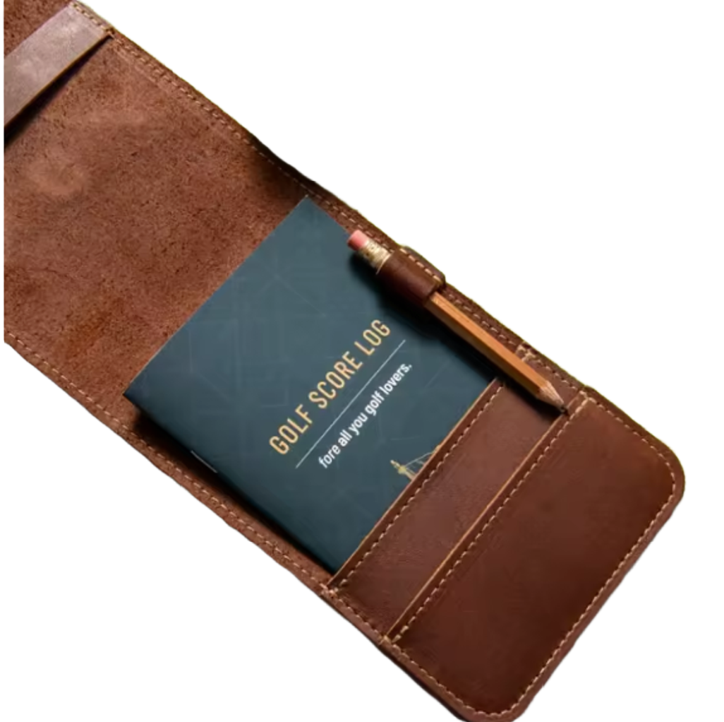 Porte-carte de score de golf en cuir