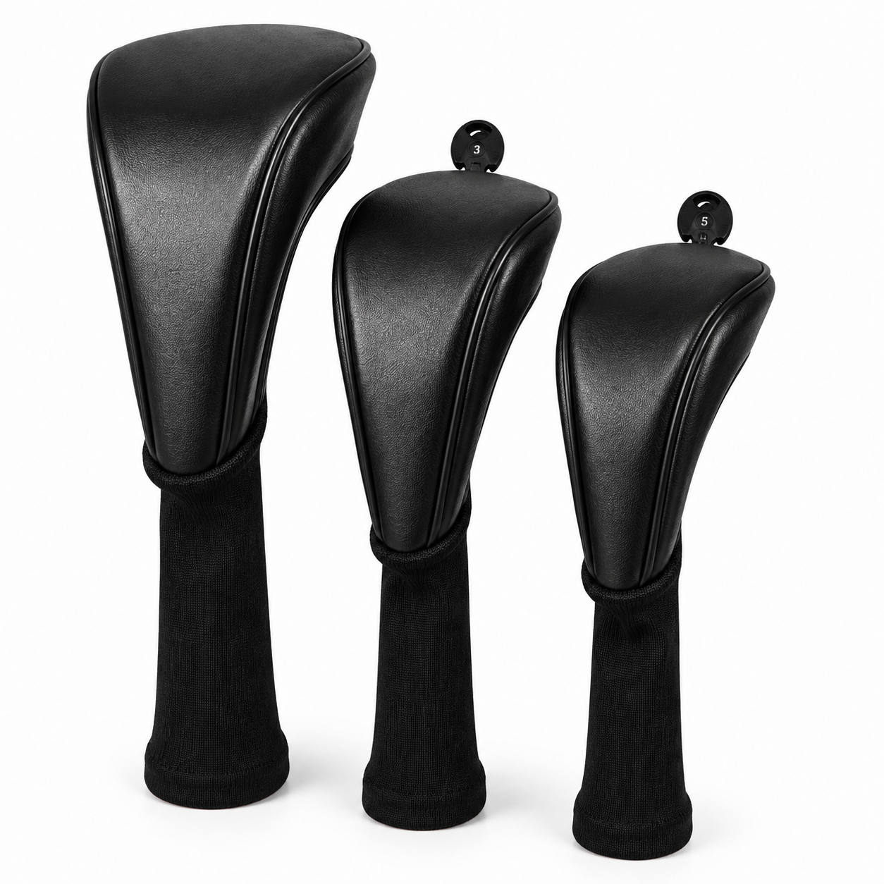 Klassische schwarze Golf-Schlägerhauben – Premium Driver-, Fairway- & Hybrid-Set