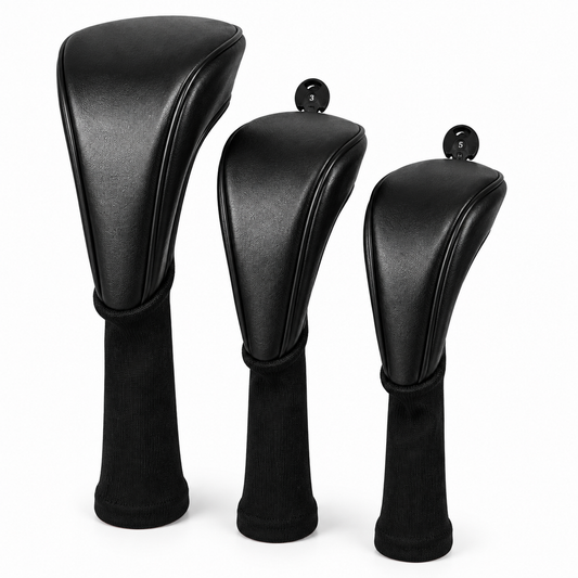 Klassische schwarze Golf-Schlägerhauben – Premium Driver-, Fairway- & Hybrid-Set