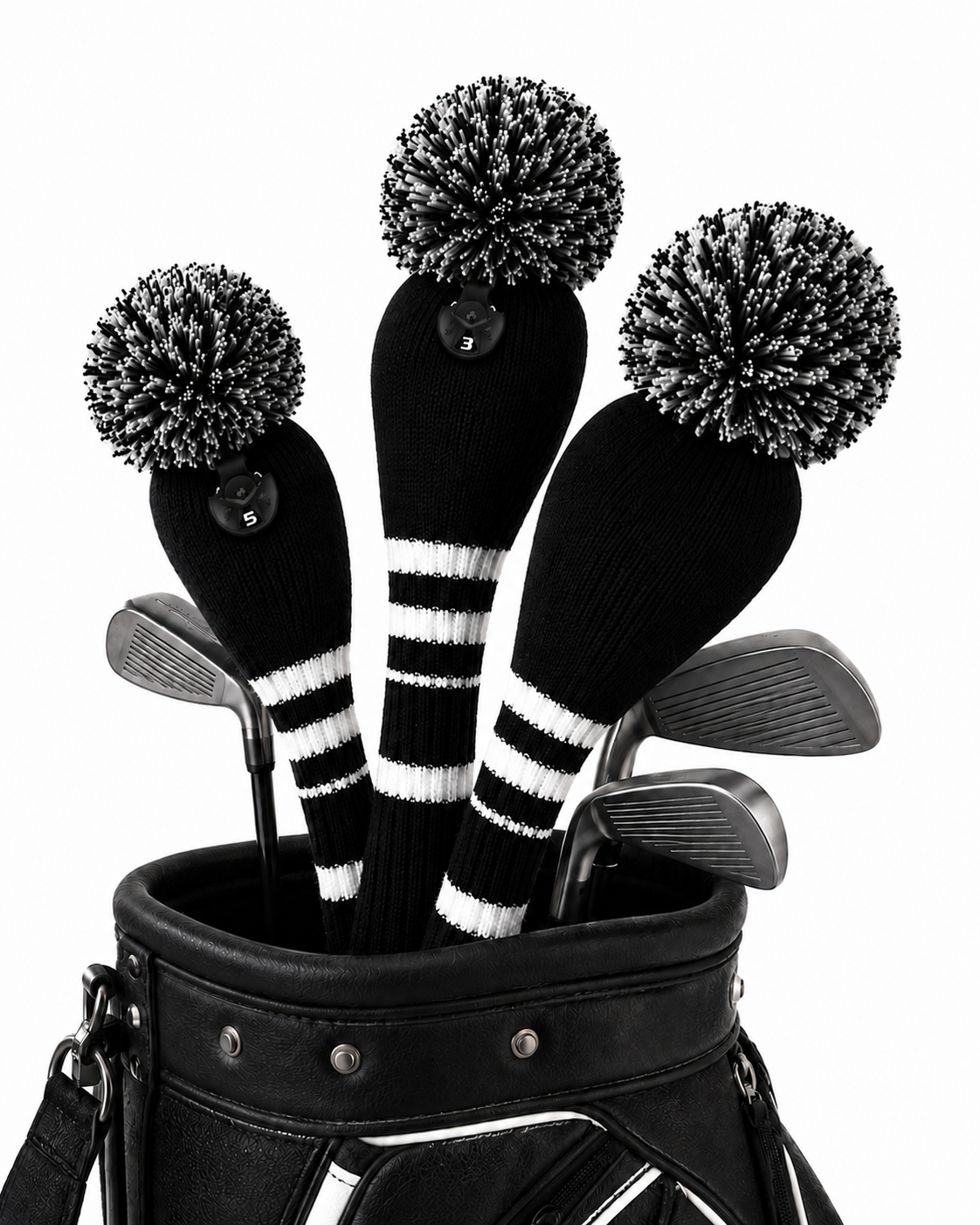 Couvre-clubs de golf en laine tricotée – style classique
